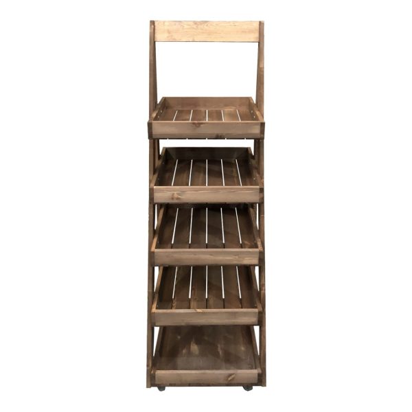 Mobile Flat Pack rustic brown Rustic 5-Tier Slanted Wooden A-Frame Display Stand 486x530x1765 front view Mobile Flat Pack rustic brown Rustic 5-Tier Slanted Wooden A-Frame Display Stand 486x530x1765 front view