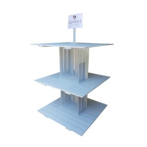 Nailsworth Blue Painted 3-tier modular display stand 1000x1000x1260
