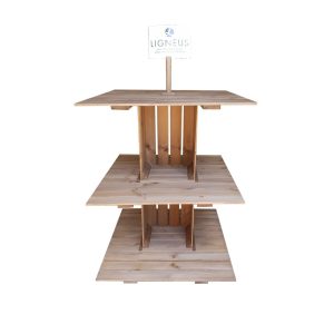 Rustic Brown Rustic 3-tier modular display stand 1000x1000x1260 front view