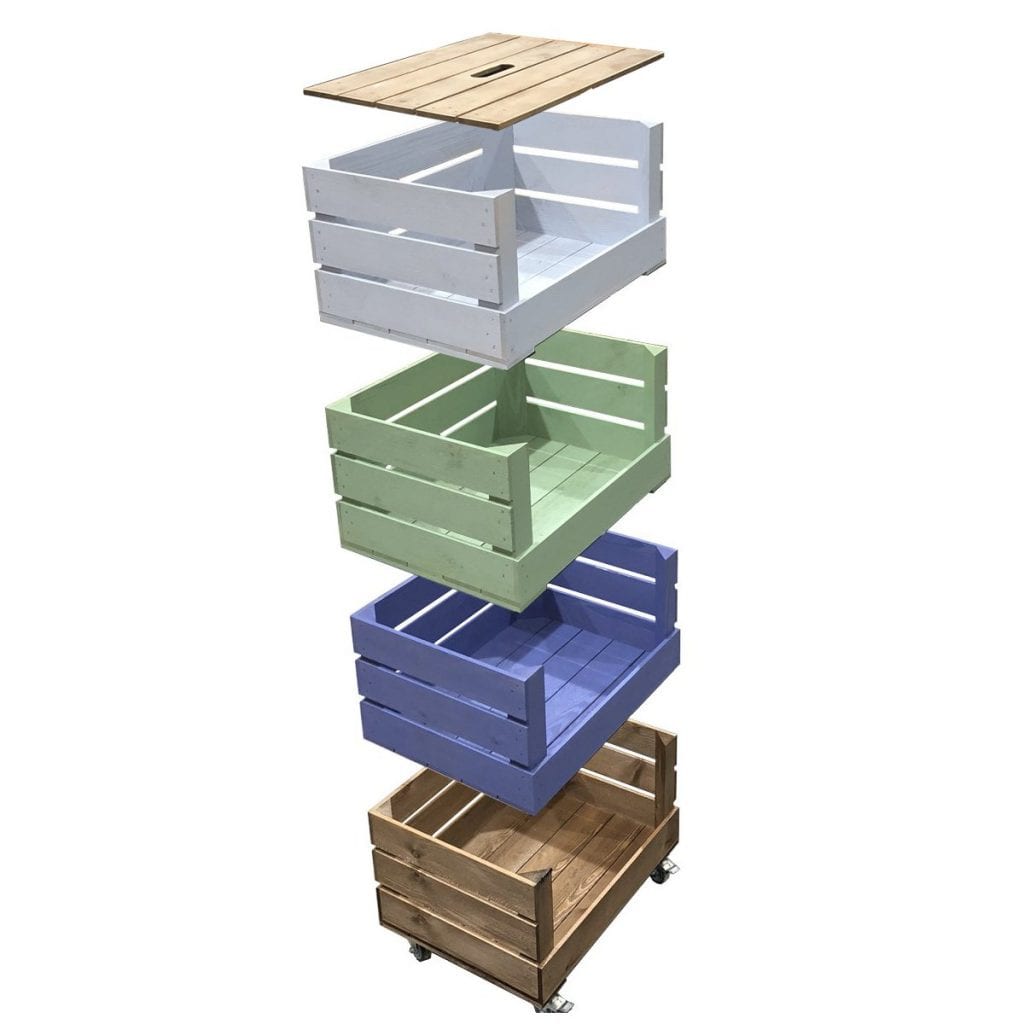 4 Crate Painted Mobile Tower Storage Unit | ideal Storage & Display - Portable Storage Crate Wall System