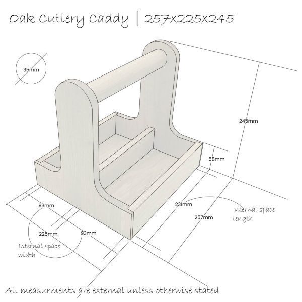 oak cutlery caddy 257x225x245 Schematic oak cutlery caddy 257x225x245 Schematic