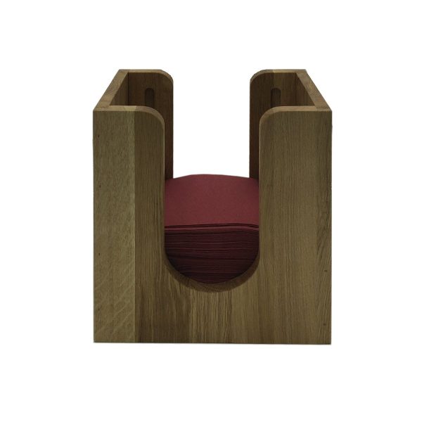 oak napkin dispenser with rollers 225x132x240 front view oak napkin dispenser with rollers 225x132x240 front view