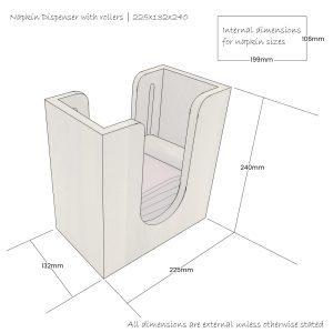 oak napkin dispenser with rollers 225x132x240 schematics