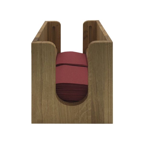 oak napkin dispenser with rollers 225x236x240 front view oak napkin dispenser with rollers 225x236x240 front view