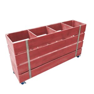 sherston claret Mobile painted 4 Bin Impulse Merchandise Display Stand 1200x300x640
