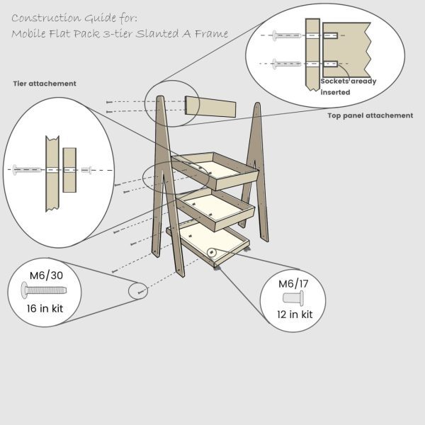 Mobile 3-Tier Slanted Wooden A-Frame Display Stand 486x530x1765 construction guide Mobile 3-Tier Slanted Wooden A-Frame Display Stand 486x530x1765 construction guide