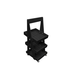 Mobile Black Painted 3-Tier Slanted Wooden A-Frame Display Stand 486x530x1145