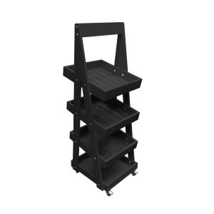 Mobile Black 4-Tier Slanted Wooden A-Frame Display Stand 486x530x1455