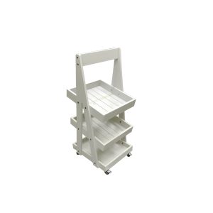 Mobile Burleigh Cream Painted 3-Tier Slanted Wooden A-Frame Display Stand 486x530x1145
