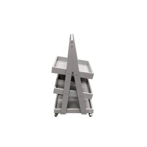 Mobile Gretton Grey Painted 3-Tier Slanted Wooden A-Frame Display Stand 486x530x1145 side view