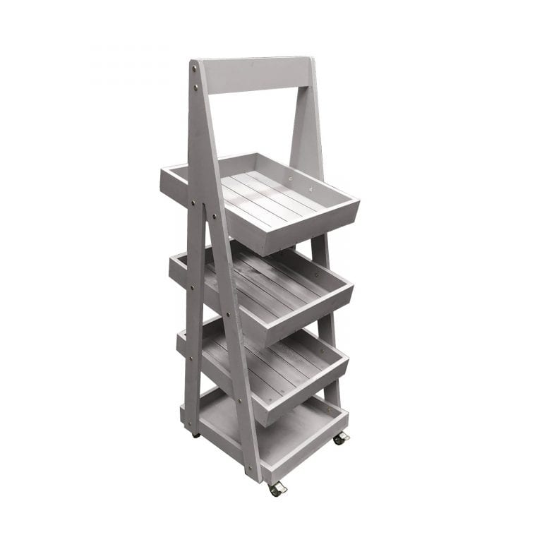 Slanted Wooden Rack Display Mobile Gretton Grey 4-Tier Slanted Wooden A-Frame Display Stand