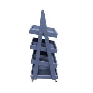 Mobile Kingscote Blue Painted 4-Tier Slanted Wooden A-Frame Display Stand 486x530x1455 Side View
