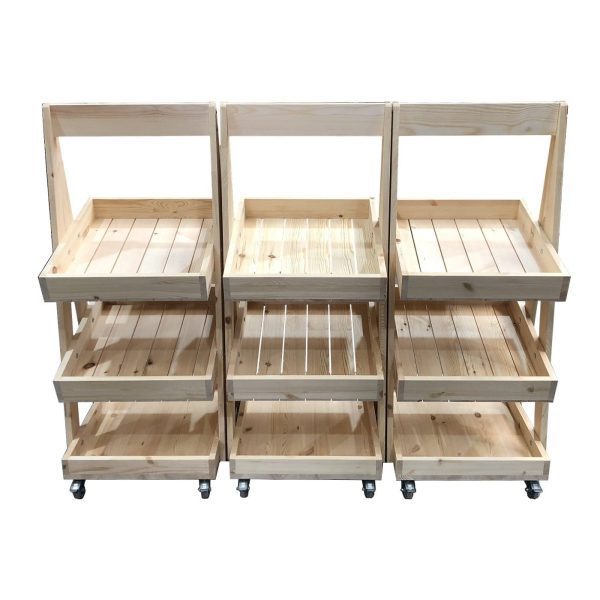 Mobile Natural Rustic 3-Tier Slanted Wooden A-Frame Display Stand 486x530x1145 set of three Mobile Natural Rustic 3-Tier Slanted Wooden A-Frame Display Stand 486x530x1145 set of three
