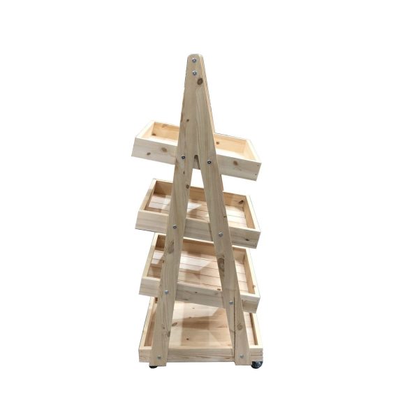 Mobile Natural 4 Tier Slanted Wooden A Frame Display Stand