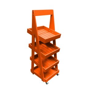 Mobile Orange Painted 4-Tier Slanted Wooden A-Frame Display Stand 486x530x1455