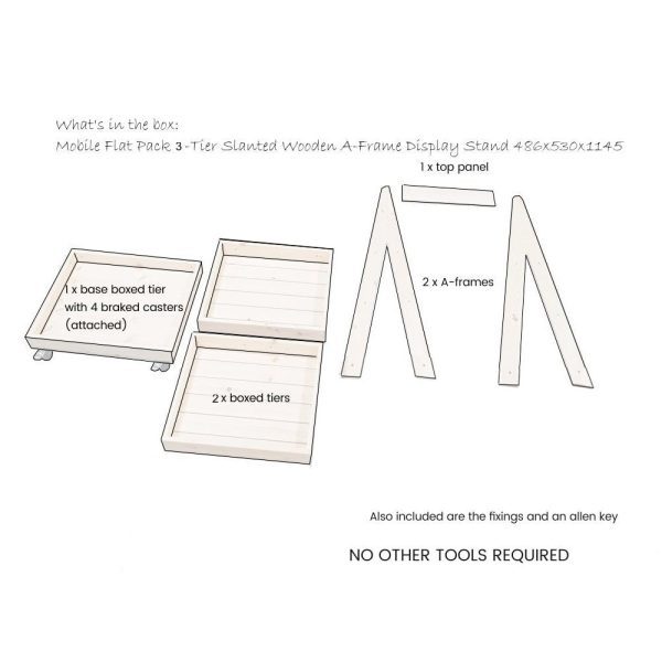 Mobile Rustic 3-Tier Slanted Wooden A-Frame Display Stand 486x530x1145 whats in the box Mobile Rustic 3-Tier Slanted Wooden A-Frame Display Stand 486x530x1145 whats in the box