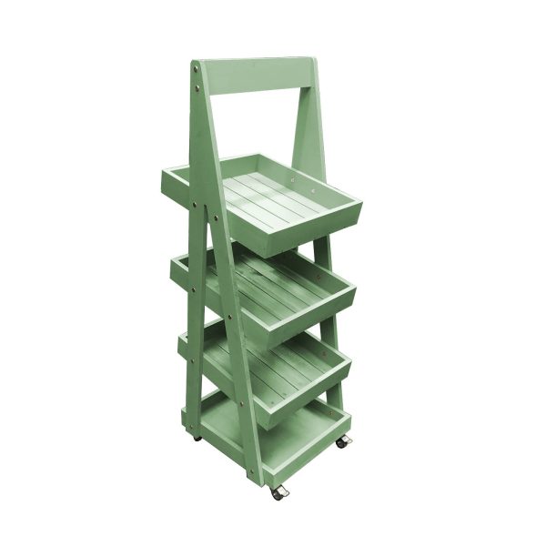 Mobile Tetbury Green Painted 4-Tier Slanted Wooden A-Frame Display Stand 486x530x1455