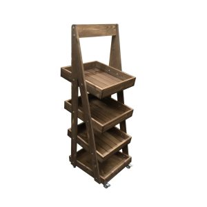 Mobile rustic brown Rustic 4-Tier Slanted Wooden A-Frame Display Stand 486x530x1455