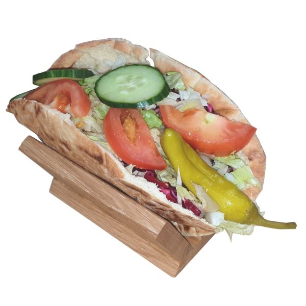 Oak Pitta Bread Holder 128x96x70 with salad pitta Oak Pitta Bread Holder 128x96x70 with salad pitta
