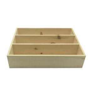Natural Rustic 3 Compartment Cutlery & Condiment Holder 375x290x80 side view