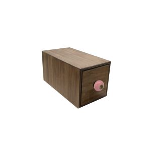Rustic Brown single bread bin 170x310x170 with pink ceramic knob