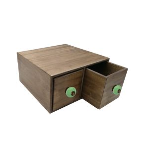 rustic brown double bread bin 335x310x170 with wood drawers and green ceramic knobs rustic brown double bread bin 335x310x170 with wood drawers and green ceramic knobs
