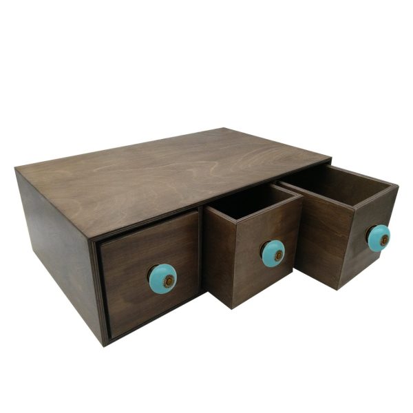 rustic brown triple bread bin 495x310x170 with wood drawers and turquoise ceramic knobs rustic brown triple bread bin 495x310x170 with wood drawers and turquoise ceramic knobs