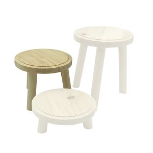 Natural Rustic Pine Milking Stool 170D set 135 highlighted