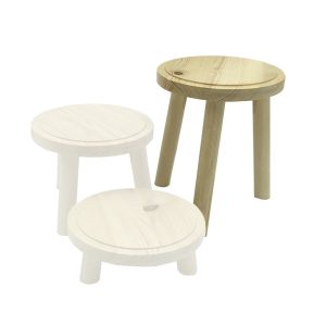 Natural Rustic Pine Milking Stool 170D set 205 highlighted