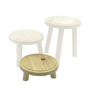 Natural Rustic Pine Milking Stool 170D set 65 highlighted