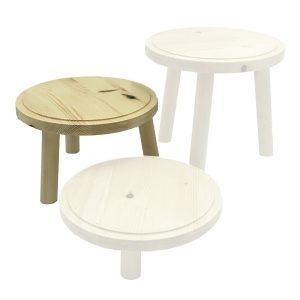Natural Rustic Pine Milking Stool 210D set 135 highlighted
