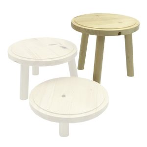 Natural Rustic Pine Milking Stool 210D set 205 highlighted