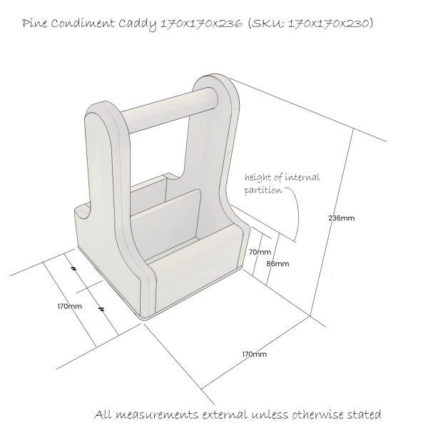 Pine Condiment Caddy 170x170x230 Schematic Pine Condiment Caddy 170x170x230 Schematic