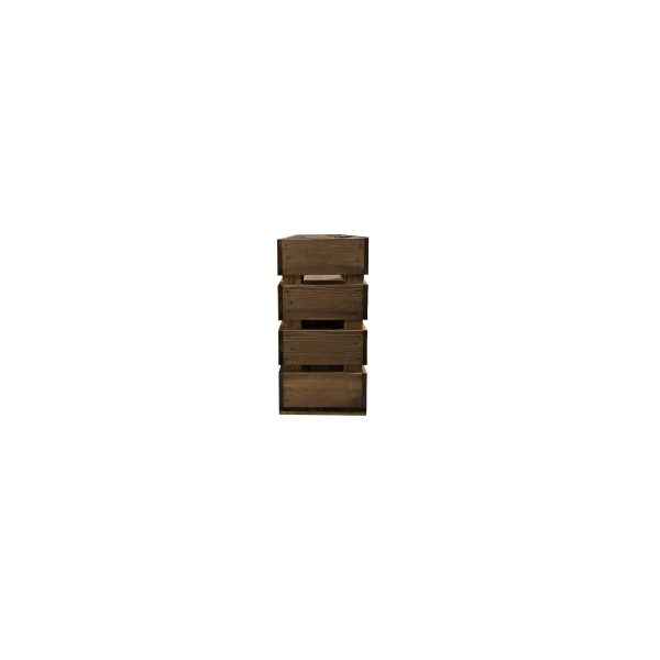 Rustic Brown Rustic Mini 3 Bin Impulse Merchandise Display Stand end view Rustic Brown Rustic Mini 3 Bin Impulse Merchandise Display Stand end view