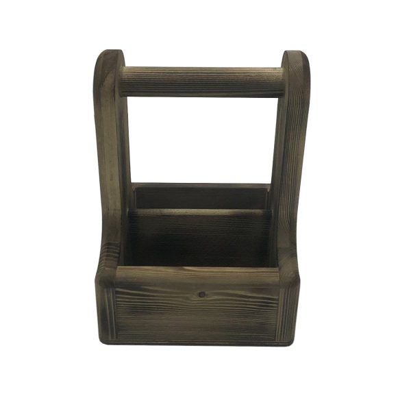 Rustic Scorched Pine Condiment Caddy 170x170x230 side view Rustic Scorched Pine Condiment Caddy 170x170x230 side view