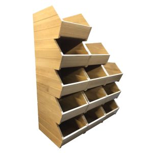 stacked ribbed oak tote bins 363x265x195