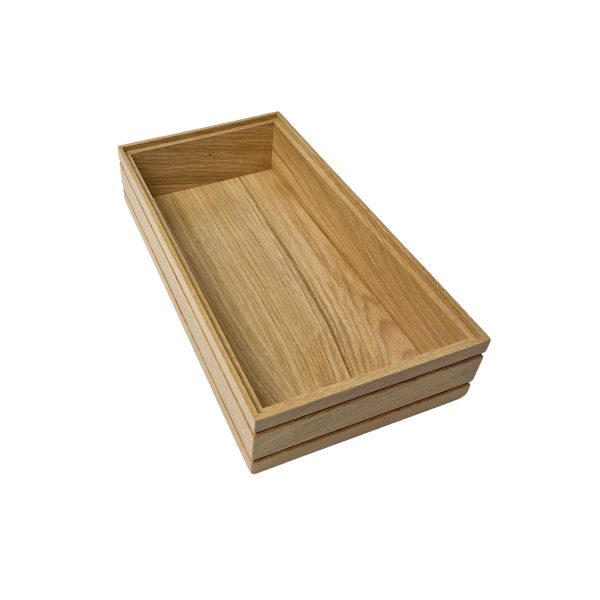 B1/3 Ribbed Natural Oak Trolley Stacker Box without insert 398x212x80