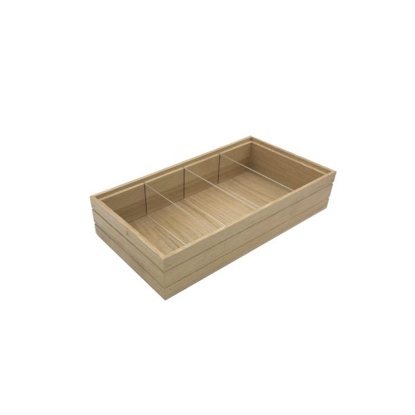B1/3 Ribbed Natural Oak Trolley Partitioned Stacker Box 398x212x80