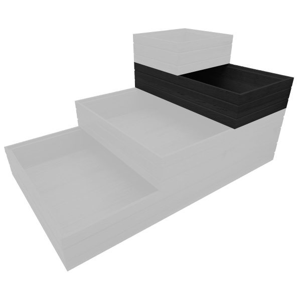 B1/3 Ribbed Black Oak Trolley Stacker box 398x212x80 in stack B1/3 Ribbed Black Oak Trolley Stacker box 398x212x80 in stack
