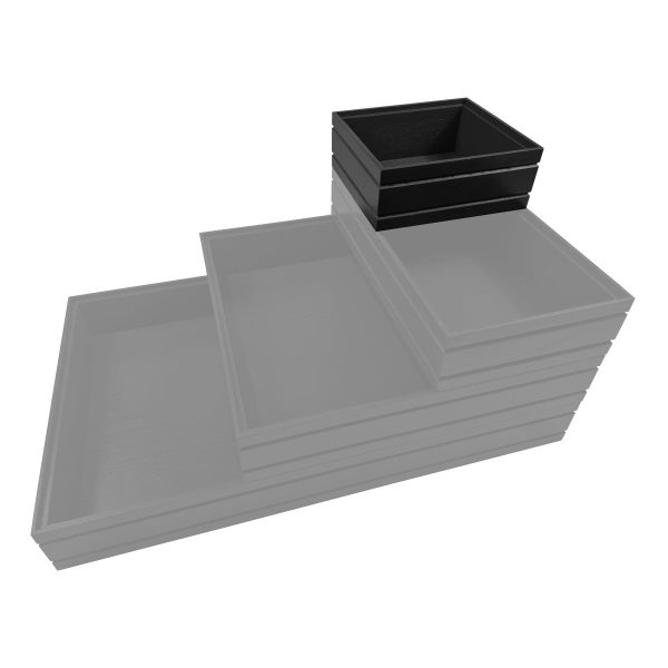 B1/6 80 Black ribbed lacquered stacker box ghosted B1/6 80 Black ribbed lacquered stacker box ghosted
