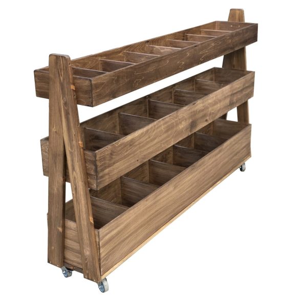 Rustic Brown Mobile Rustic 3-Tier Queue Divider Display Stand 1500x260x940