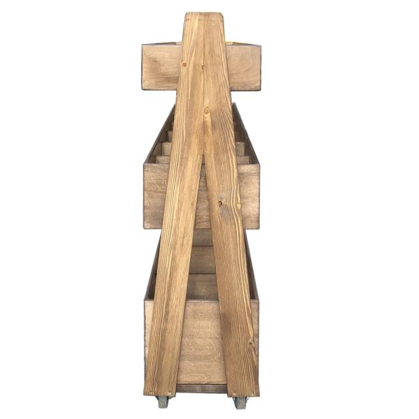 Rustic Brown Mobile Rustic 3-Tier Impulse Queue Divider Display Stand 1500x260x940 end view Rustic Brown Mobile Rustic 3-Tier Impulse Queue Divider Display Stand 1500x260x940 end view