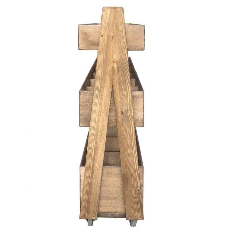 Rustic Brown 3-Tier Queue Divider Display Stand 1500x260x940