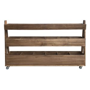 Rustic Brown Mobile Rustic 3-Tier Impulse Queue Divider Display Stand 1500x260x940 side view