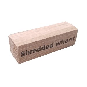 Shredded Wheat Labelled Oak Display Block 100x30x30