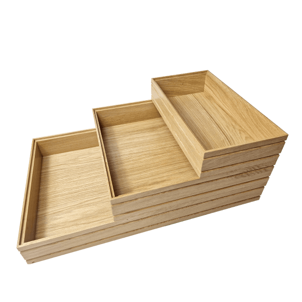 B2/3 Ribbed Natural Oak Trolley Stacked 3 B2/3 Ribbed Natural Oak Trolley Stacked 3