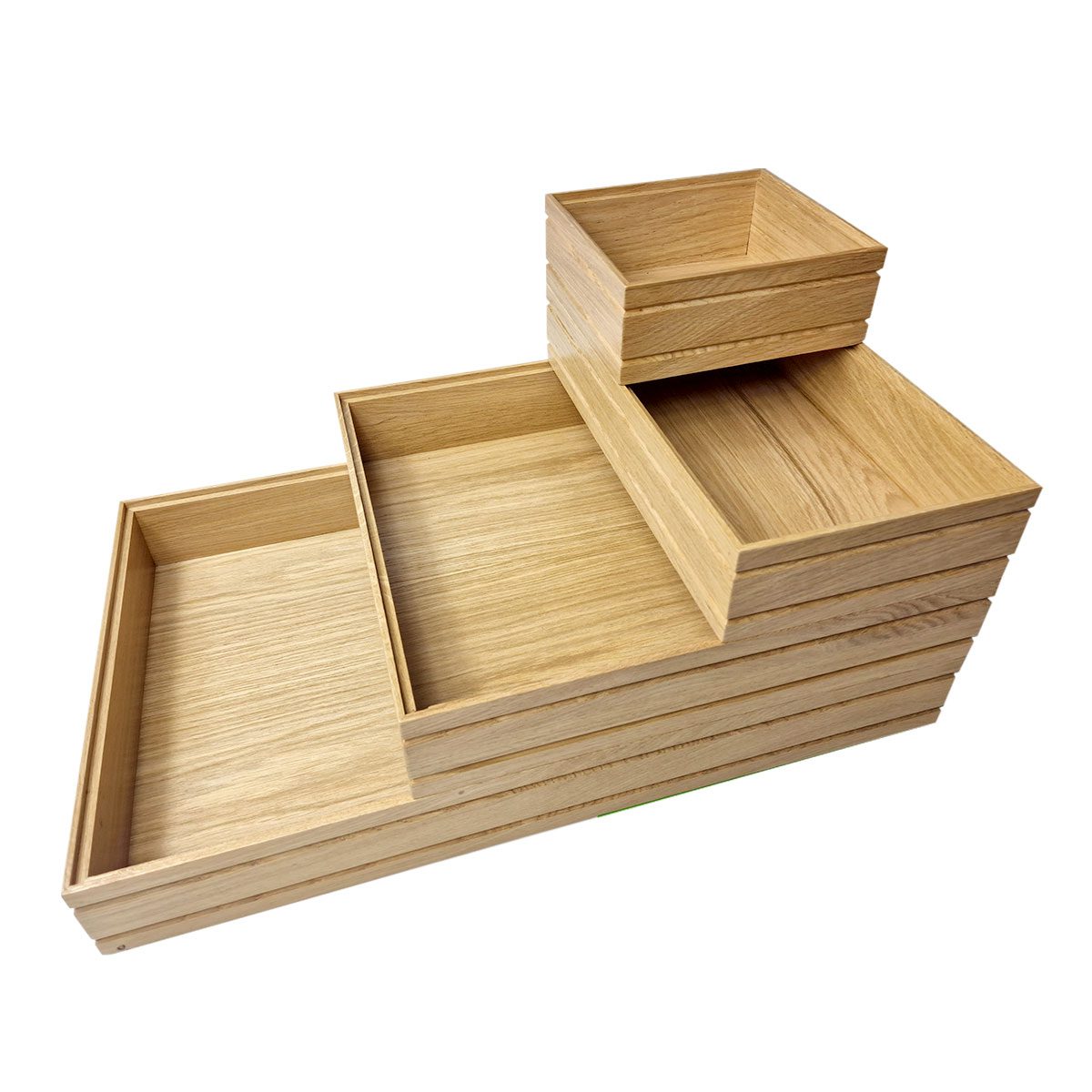 B1/6 Ribbed Natural Oak Trolley Stacker Box | Ligneus Buffet System