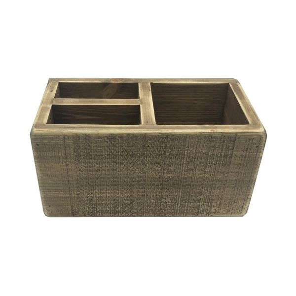 1-tier 3 compartment rustic Painswick cutlery and condiment holder 290x160x140 side view 1-tier 3 compartment rustic Painswick cutlery and condiment holder 290x160x140 side view