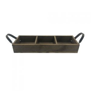 Looped Handle Rustic 3 compartment Tray 350x120x53 side view