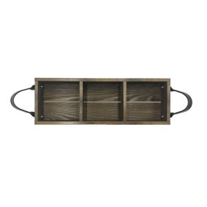 Looped Handle Rustic 3 compartment Tray 350x120x53 top view